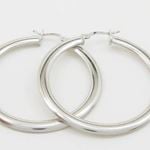 Round silver diamond cut hoop earring SB71 45mm tall and 44mm wide 2