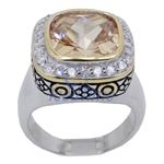 "Ladies .925 Italian Sterling Silver Spring citrine synthetic gemstone ring SAR17 6