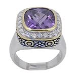 "Ladies .925 Italian Sterling Silver Purple Violet synthetic gemstone ring SAR19 6