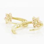 14K Yellow gold Flower cz hoop earrings for Children/Kids web341 4