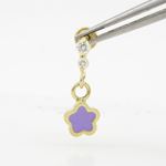 14K Yellow gold Flower cz chandelier earrings for Children/Kids web447 2