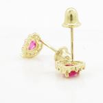 14K Yellow gold Heart cz stud earrings for Children/Kids web249 4