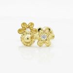 14K Yellow gold Fancy flower cz stud earrings for Children/Kids web161 2