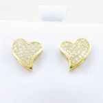 Womens .925 sterling silver Yellow heart earring 4mm thick and 10mm wide Size 2