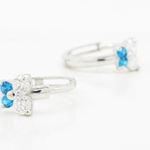 14K White gold Butterfly cz hoop earrings for Children/Kids web334 2