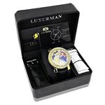 Luxurman Watches World Map Mens VS Diamond Watch .18ct Paved Multicolor Stones 4