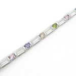 Ladies .925 Italian Sterling Silver multi color cz bracelet Length - 7.5 inches Width - 3mm 4