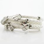 Womens White Band Flower Braided Bracelet CBBR1-2