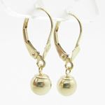 womens bp70 fancy earrings 14K yellow gold italian ball stud huggie hoop 2