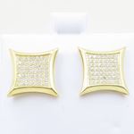 Mens .925 sterling silver Yellow 7 row square earring MLCZ206 3mm thick and 13mm wide Size 2