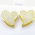 Womens .925 sterling silver Yellow heart earring 4mm thick and 13mm wide Size 2