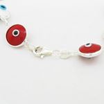 Womens Sterling silver White and red evil eye bracelet 2