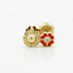 14K Yellow gold Flower cz stud earrings for Children/Kids web117 2