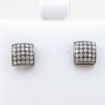 Mens .925 sterling silver Black and white 5 row square earring MLCZ85 5mm thick and 7mm wide Size 2