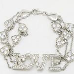 Women silver love and heart link bracelet SB5 7.5 inches long and 14mm wide 4