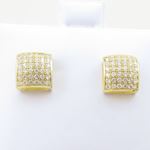 Mens .925 sterling silver Yellow 6 row square earring MLCZ88 5mm thick and 8mm wide Size 2