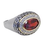 "Ladies .925 Italian Sterling Silver Ruby Red synthetic gemstone ring SAR40 6