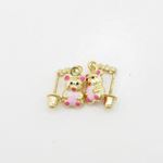 14K Yellow gold Panda cz chandelier earrings for Children/Kids web370 4