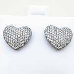 Womens .925 sterling silver Black and white heart earring 5mm thick and 13mm wide Size 2