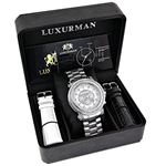 Oversized Luxurman Escalade Mens Diamond Watch 2.5ct Chronograph Gold Plated 4