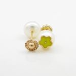 14K Yellow gold Pearl flower stud earrings for Children/Kids web2 2