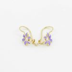 14K Yellow gold Flower cz hoop earrings for Children/Kids web45 2