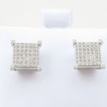 Mens .925 sterling silver Black and white 6 row square earring MLCZ51 5mm thick and 9mm wide Size 2