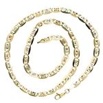 14K 3 TONE Gold SOLID VALENTINE Chain - 16 Inches Long 4.9MM Wide 2