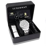 Luxurman Mens Watches Designer Diamond Watch 0.50ct Polished Silver Face 4