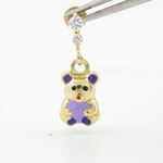 14K Yellow gold Panda cz chandelier earrings for Children/Kids web369 2