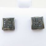 Mens .925 sterling silver Black 5 row square earring MLCZ175 3mm thick and 8mm wide Size 2