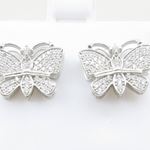 Womens .925 sterling silver White butterfly earring 3 MLCZ270 4mm thick and 15mm wide Size 2