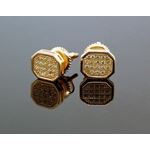 .925 Sterling Silver Yellow Octagon Yellow Crystal Micro Pave Unisex Mens Stud Earrings 2