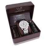 Mens Real Diamond Watch 0.55ct Falcon MOP Chronograph Rotating Bezel by Centorum 4