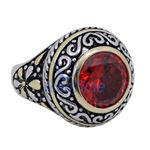 "Ladies .925 Italian Sterling Silver Ruby Red synthetic gemstone ring SAR46 6