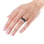 Ladies Unique Ring 10K 5 Row Black Natural 0.4 C-4