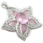 Ladies .925 Italian Sterling Silver Starfish Pendant with Pink Stone Length - 1.42in Width - 1.14in 