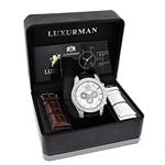 Luxurman Mens Diamond Watch 0.5ct White MOP Freeze White Mother of Pearl Face 4