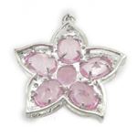 Ladies .925 Italian Sterling Silver Starfish Pendant with Pink Stone Length - 1.42in Width - 1.14in 