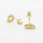 14K Yellow gold Heart fancy cz stud earrings for Children/Kids web433 4