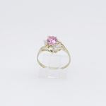 10k Yellow Gold Syntetic pink gemstone ring ajr53 Size: 8 2