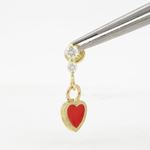 14K Yellow gold Thin heart cz chandelier earrings for Children/Kids web508 2