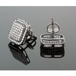 Sterling Silver Unisex Fashion Square Hand Set Stud Earrings ME0223b 2