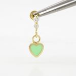 14K Yellow gold Thin heart cz chandelier earrings for Children/Kids web507 2