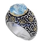 "Ladies .925 Italian Sterling Silver Baby blue synthetic gemstone antique ring SAR1 6