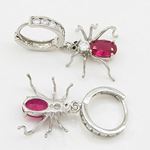 Womens Pink precious stone spider chandelier earring Silver8 4