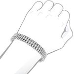 10K 3-Row Prong Set Natural Diamond Bracelet For-4