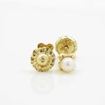 14K Yellow gold Small flower pearl stud earrings for Children/Kids web199 2