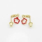 14K Yellow gold Open flower cz chandelier earrings for Children/Kids web452 4