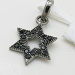 Womens Black star of david black cz pendant Silver37 2